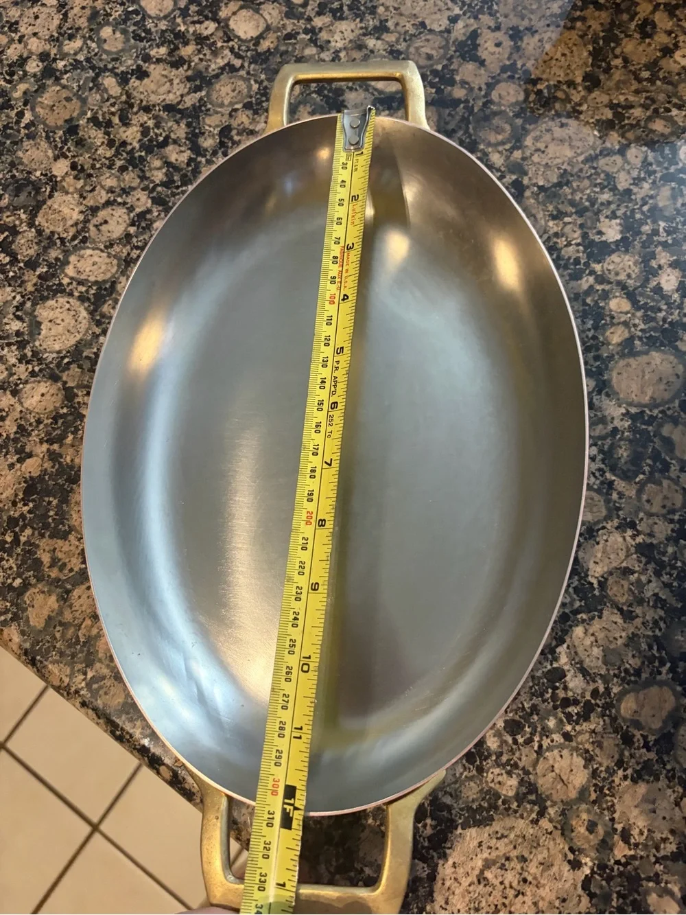 Vintage Paul Revere Copper Oval Bakeware Roaster with Brass Handles